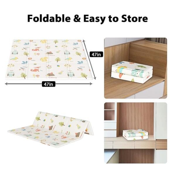 Baby Play Mat, 50 x 50 Inch Play Mat Perfect for Use Baby Playpen, Foldable - Picture 6 of 16